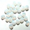 25 12mm Four-Sided Flat Round White Opal Glass Beads